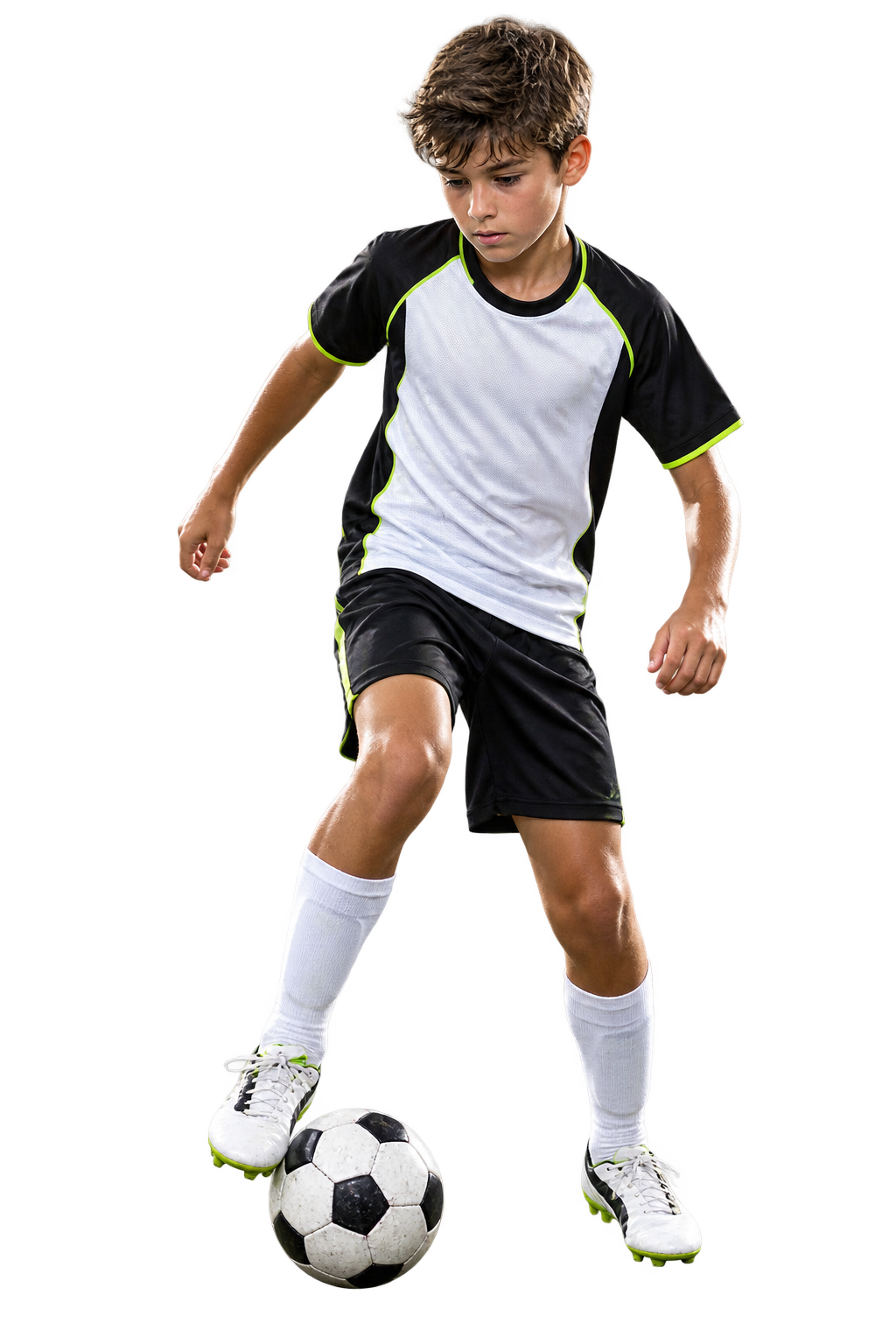 Jovem atleta desenvolvendo domínio de bola