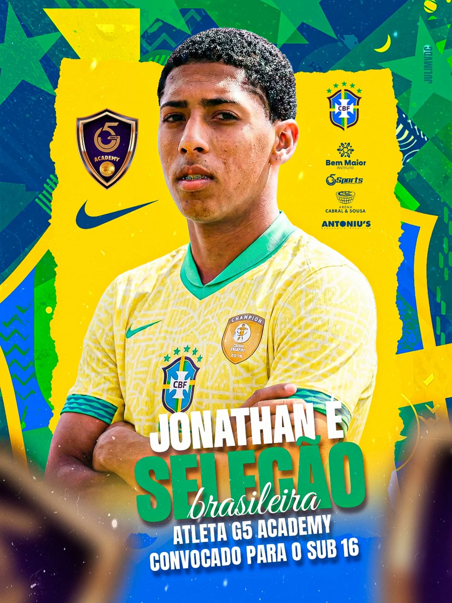 Jonathan convocado para a Seleção Sub-16